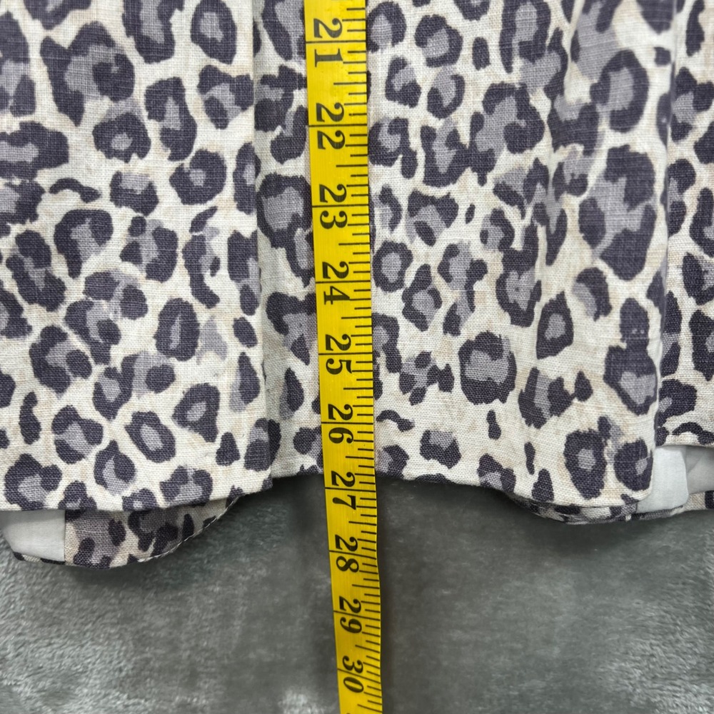 Rachel Zoe Blazer Women L Gray Leopard Print Linen Blend Preppy - Picture 10 of 12